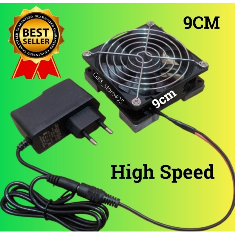 kipas pendingin stb 9cm + adaptor 12v