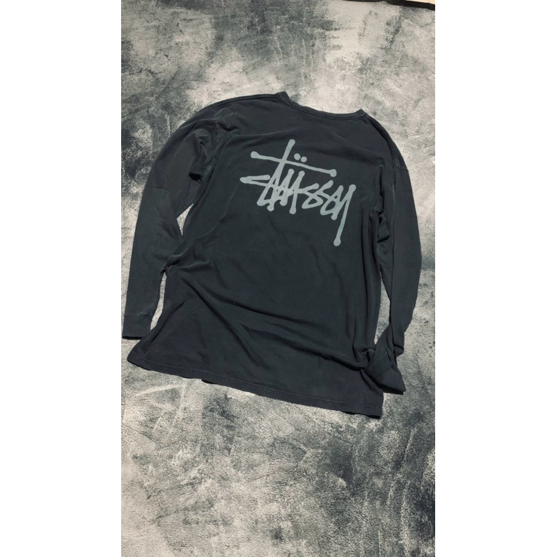 Kaos Lengan Panjang Stussy Grey Wash Original