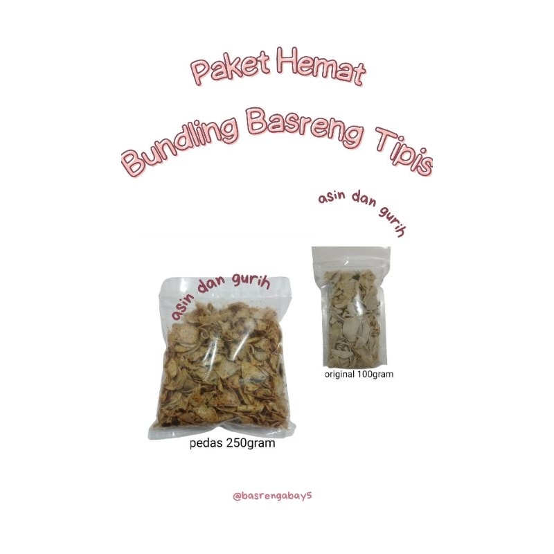

Keripik Basreng Tipis Daun Jeruk Bundling Isi Produk 250gram+100gram