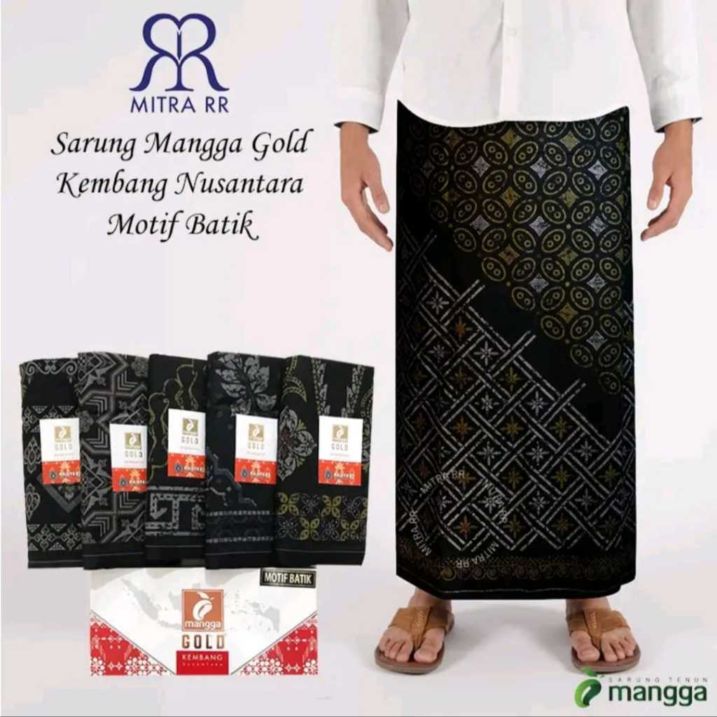 SARUNG MANGGA GOLD BATIK WARNA GELAP MOTIF RANDOM