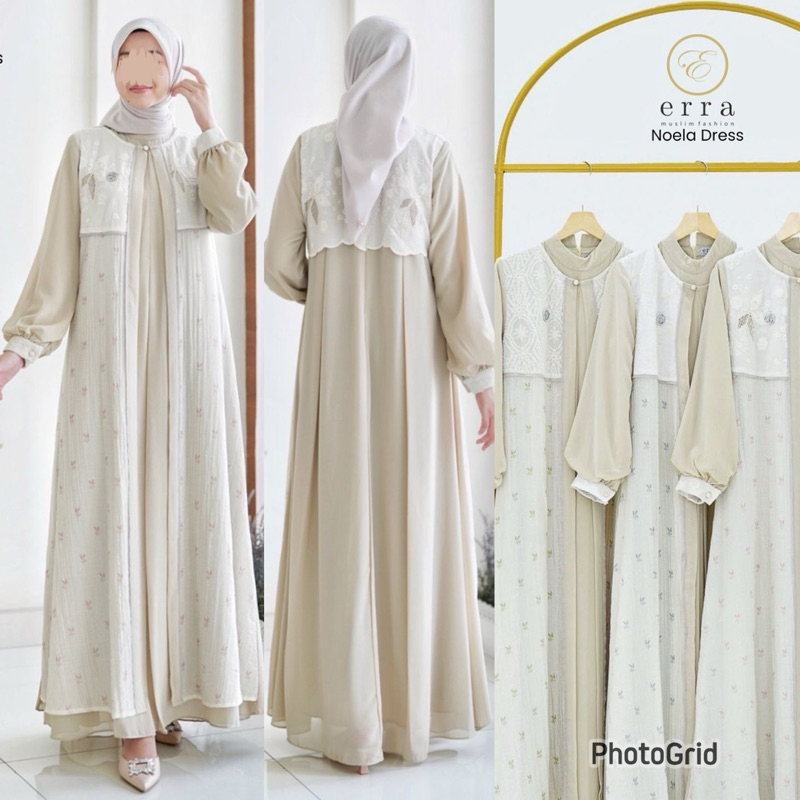 Noela dress by Erra id/gamis mewah lebaran/bisa cod/gamis simple cantik