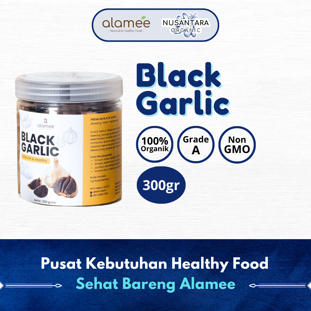 

ALAMEE 300gr Black Garlic Lanang Nusantara Organic Bawang Hitam Tunggal Herbal Premium Alami Natural