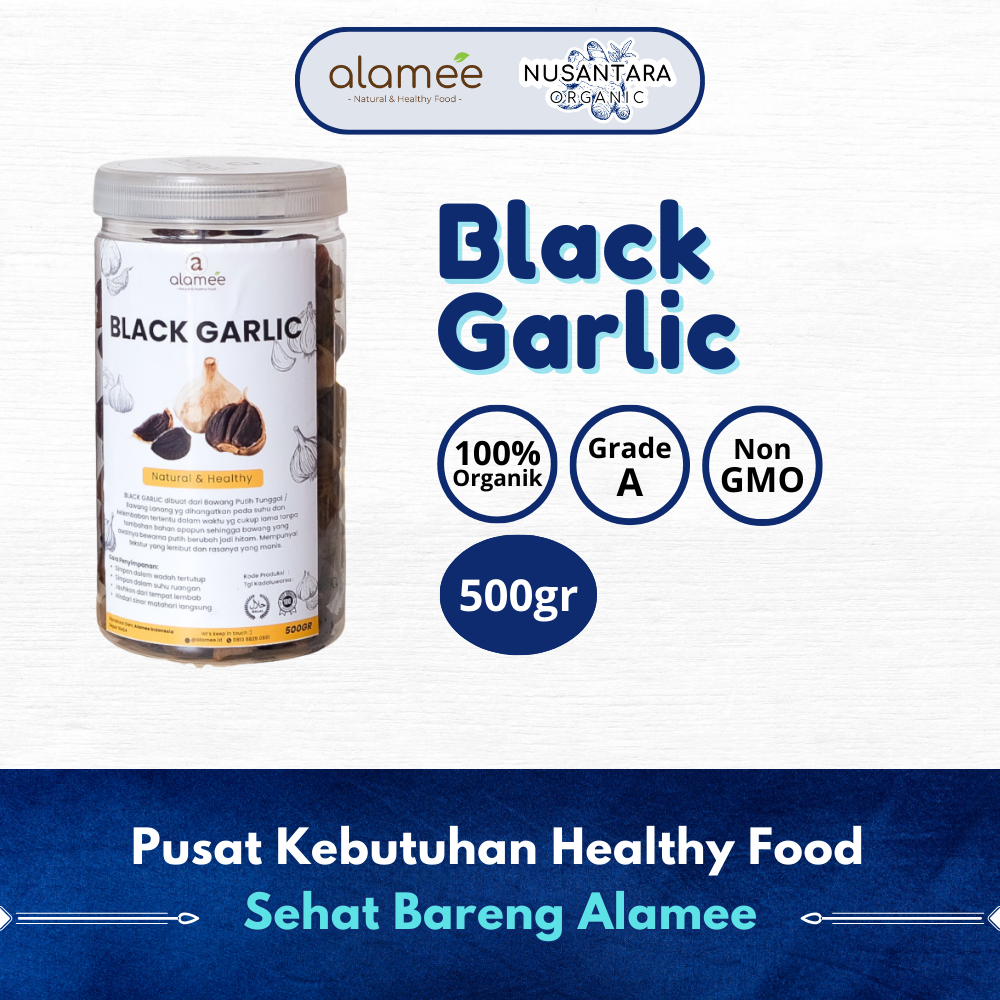 

ALAMEE 500gr Nusantara Organic Bawang Hitam Tunggal Murni Black Garlic Lanang Herbal Alami Natural