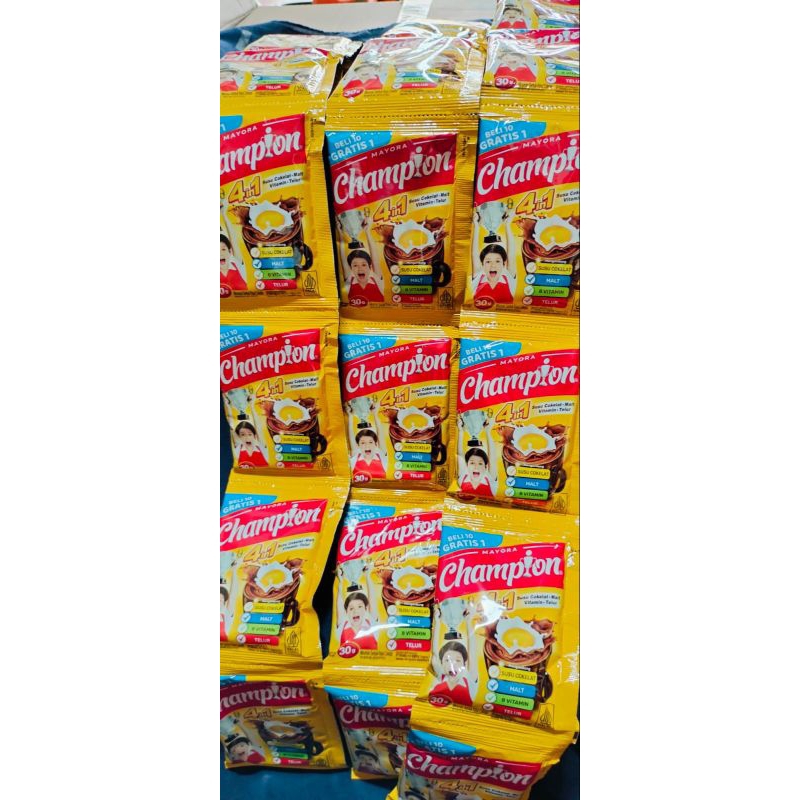 

champion minuman coklat 4in1 per renceng isi 10+1
