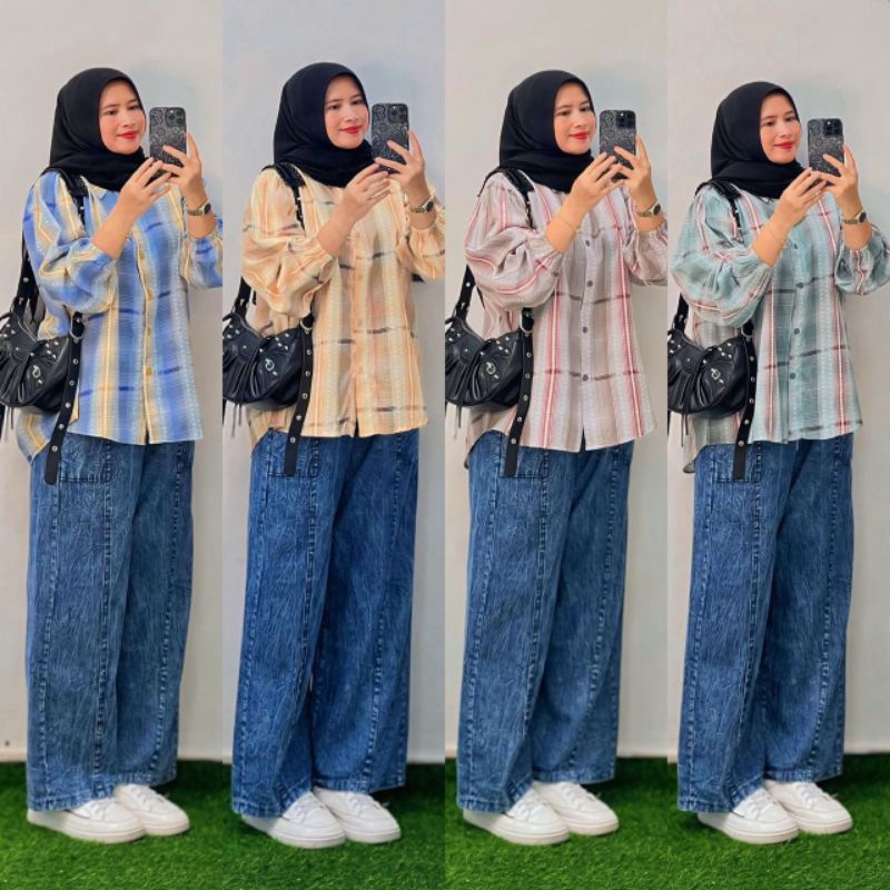 SET JEANS KOMBINASI KATUN/SETCEL JEANS MIX KATUN