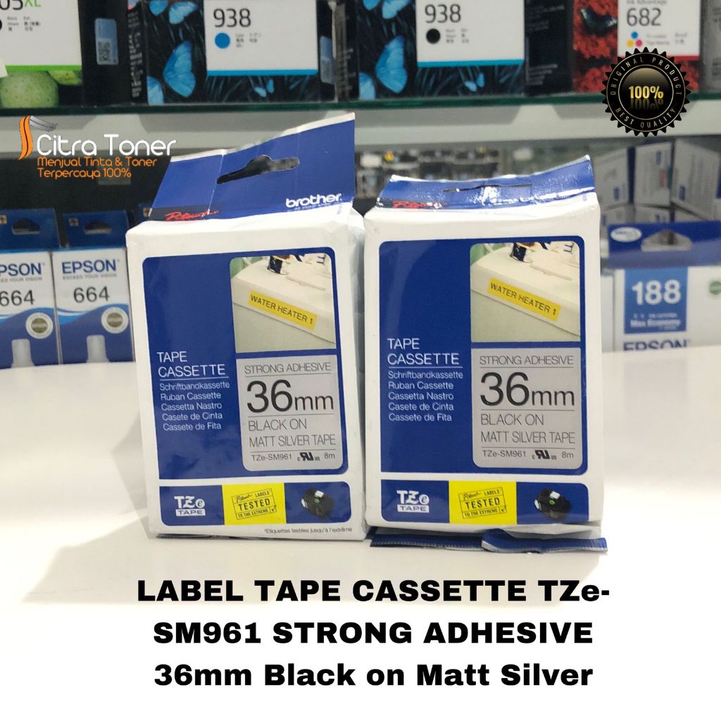 

Tape Casette Tze-SM961 Strong Adhesive 36mm Black on Matt Silver