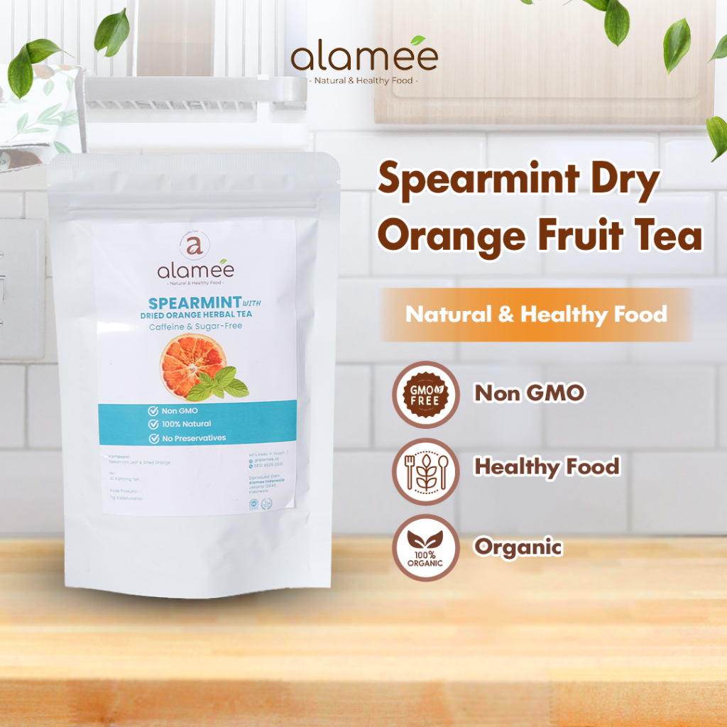 

Spearmint Orange Tea Teh Daun Permen Buah Jeruk Kering Minuman Herbal Alami