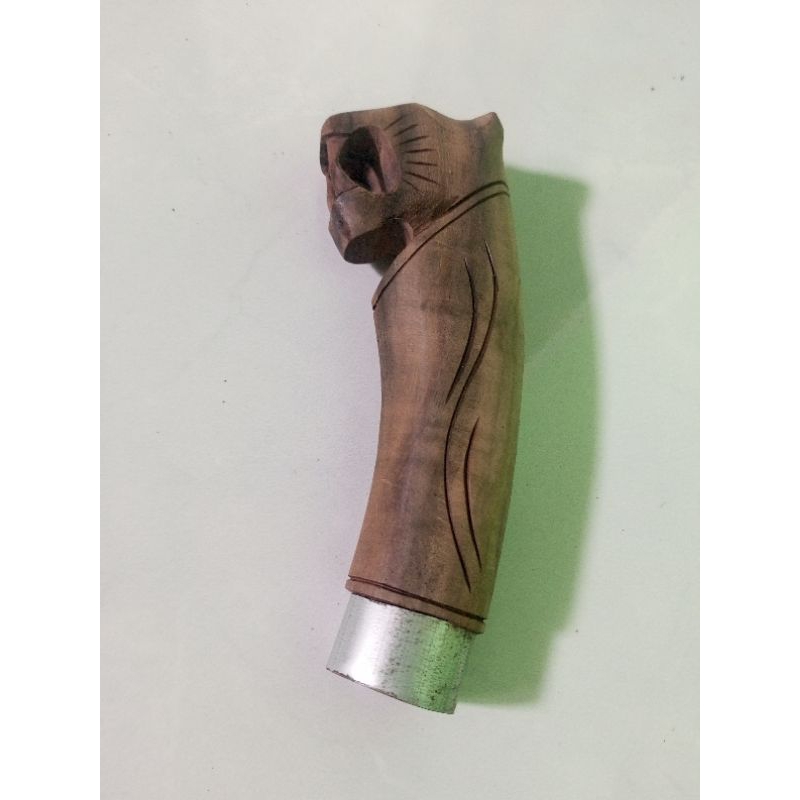 gagang golok motif macan kayu sono keling hanya gagang