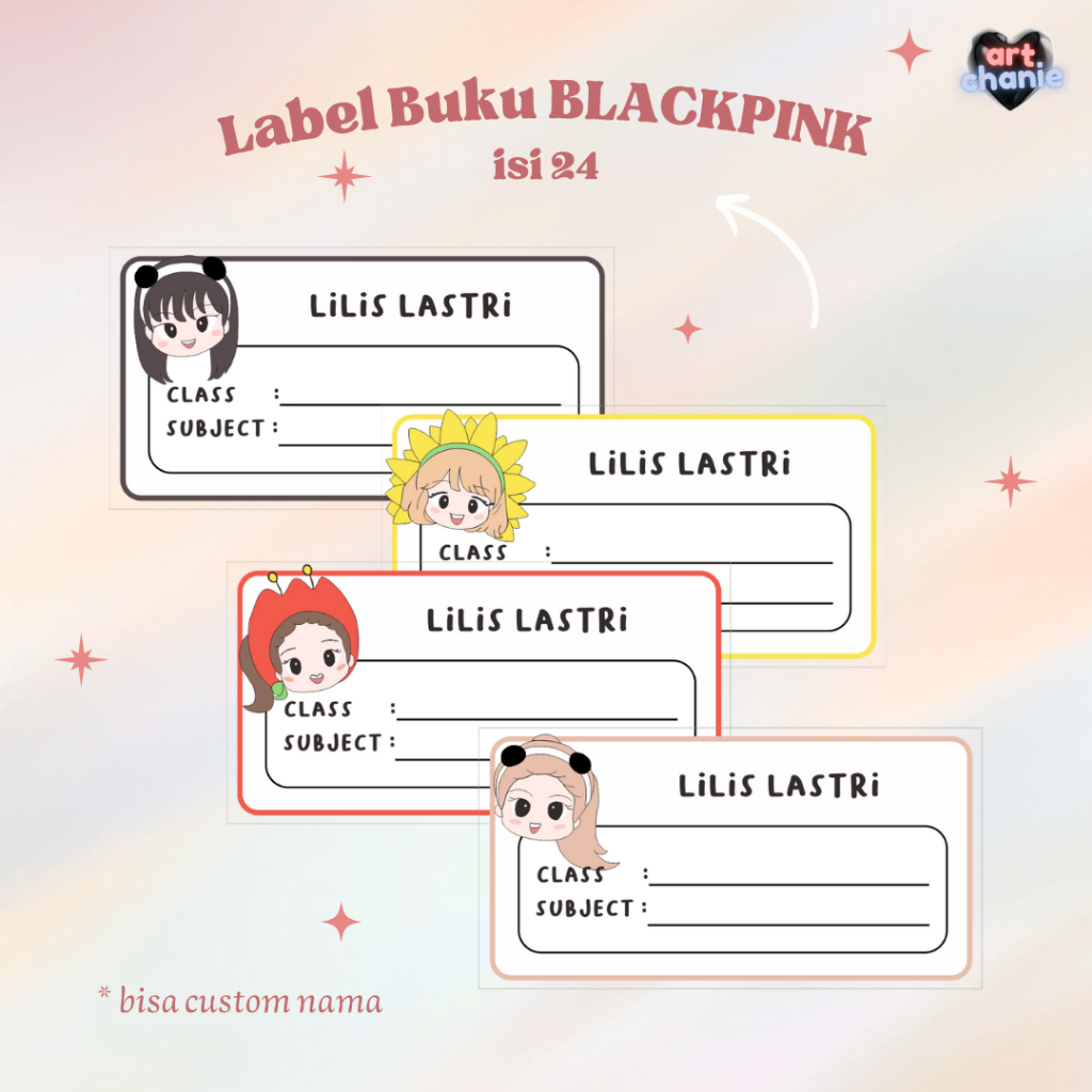

[COD ISI 24] BLACKPINK CHIBI LABEL BUKU || Stiker Nama Custom