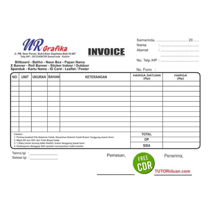 

Nota percetakan custom 50 lembar # faktur