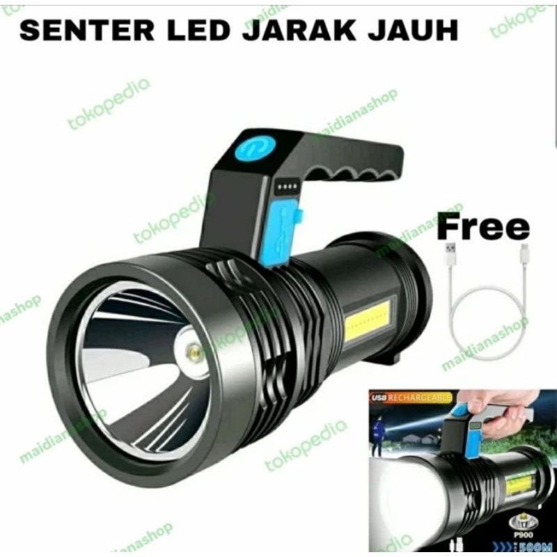 SENTER LED + COB JARAK JAUH SUPER TERANG / SENTER TANGAN LED COB MX -7501