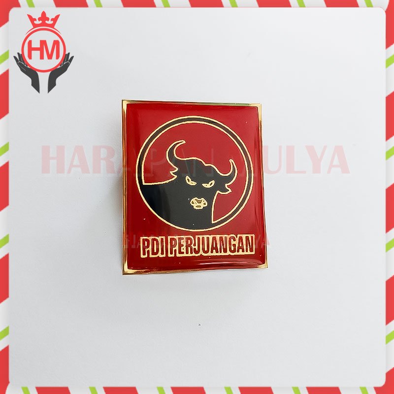 Pin Partai PDI Perjuangan Pin Bros Logo Partai PDIP Model Kotak - HM