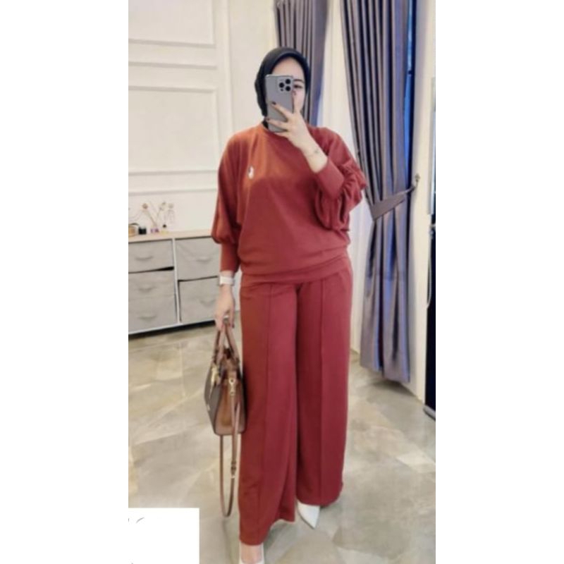 setcel wanita kaos knit rajut import cantik kekinian