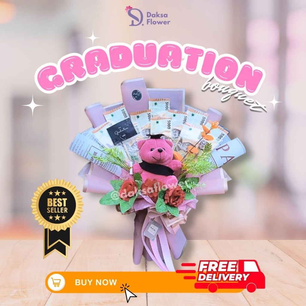 [DAKSA FLOWER] Buket Boneka Wisuda |BUKET BONEKA WISUDA | kado hadiah Graduation | Sidang Skripsi | 