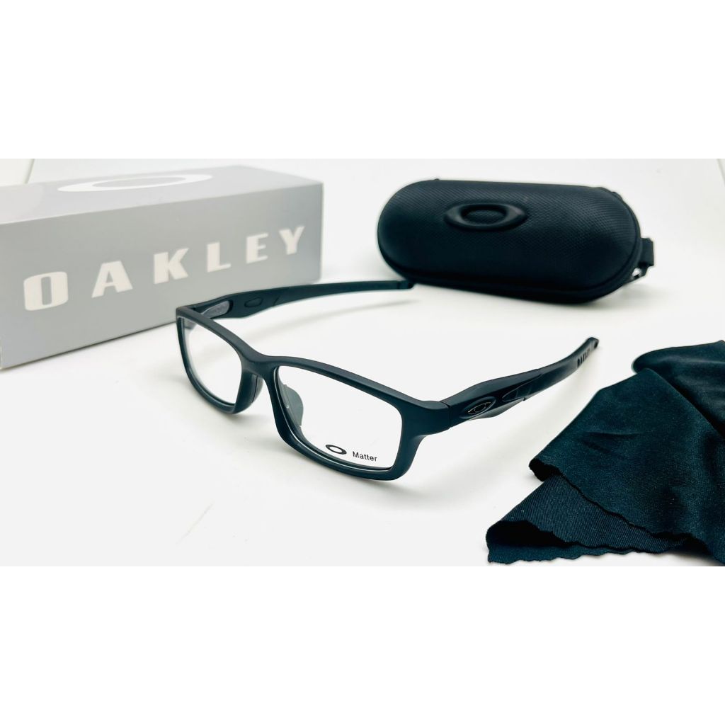 Fashion Kacamata New Oakley Crosslink 0.1 Lensa Clear Frame full Black Super Premium