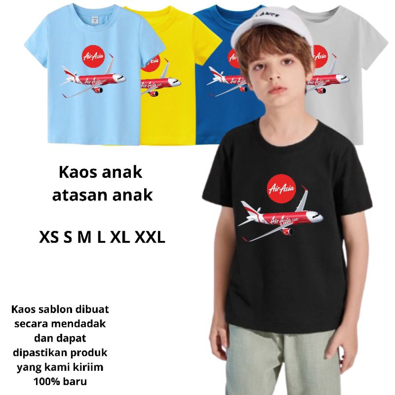 Kaos Pesawat Air Asia Anak Cewe Cowo Kaos Distro Atasan Anak Kaos Sablon Kaos Custom Premium