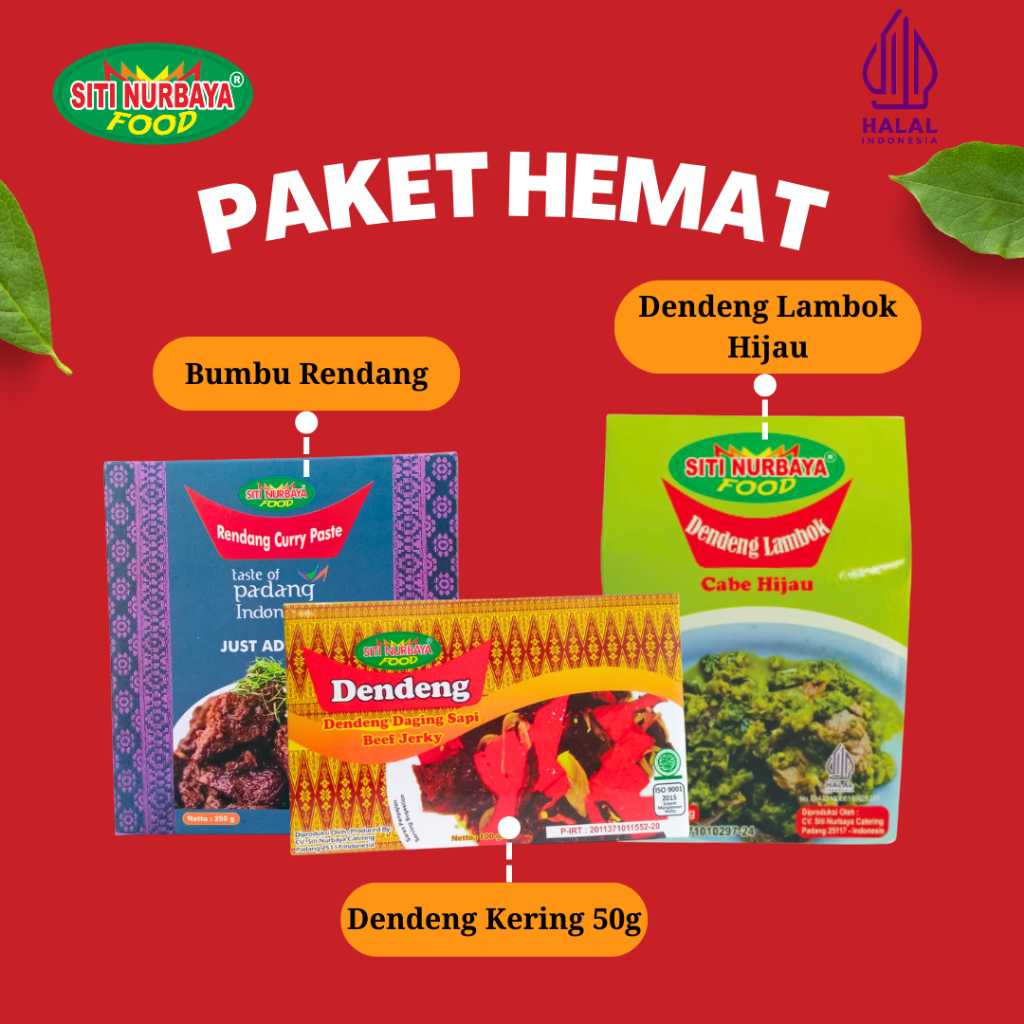 

Paket Hemat Siti Nurbaya Food | Dendeng Kering + Dendeng Lambok Cabe Hijau + Bumbu Rendang