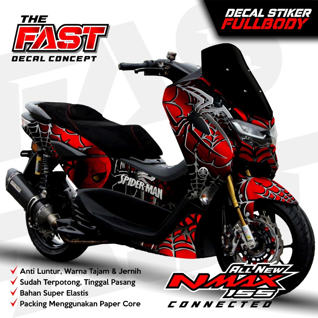 TERBARU Decal Sticker Yamaha Nmax 155 New Fullbody SPIDERMAN Decal stiker nmax new / stiker nmax ful
