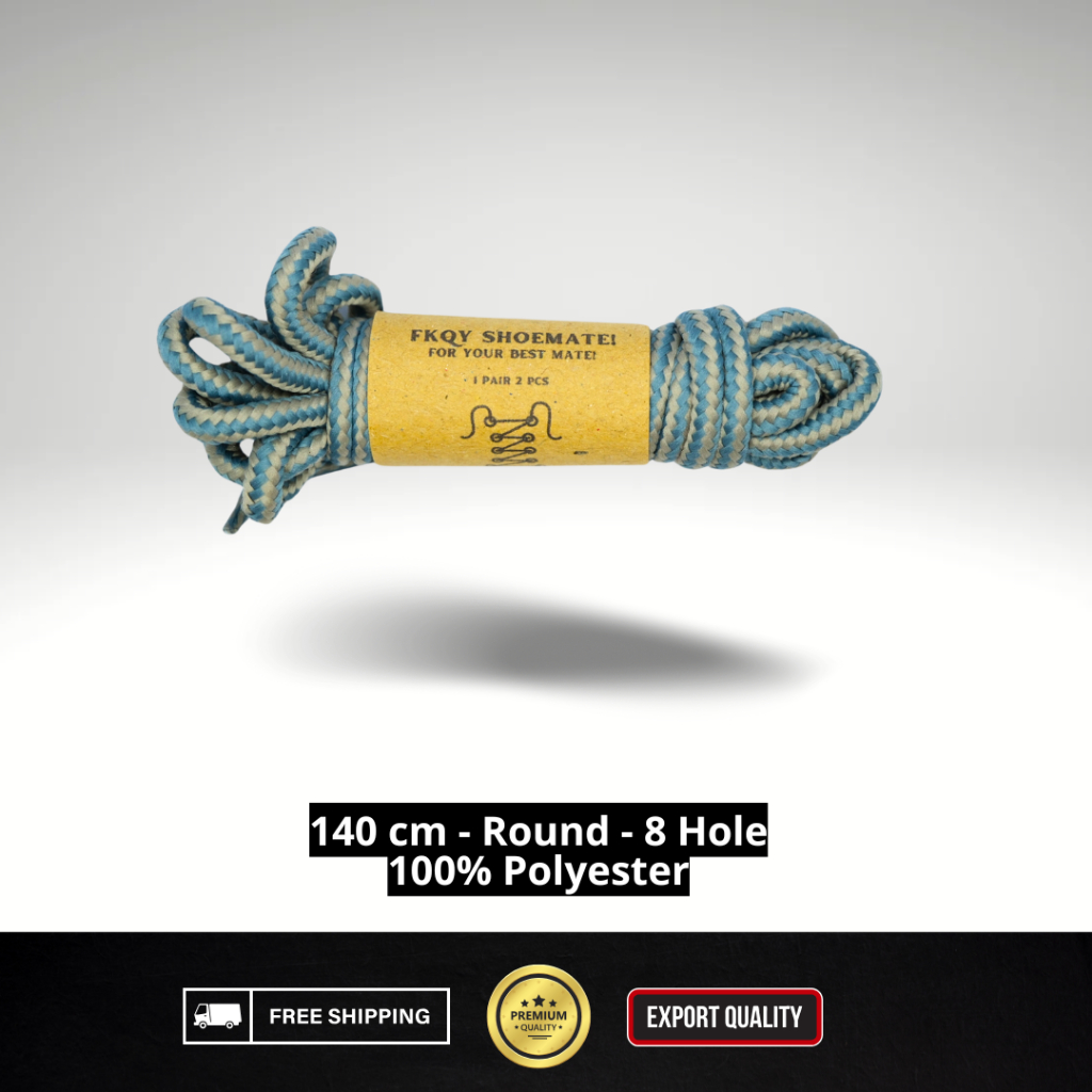 FORSHOEMATE Tali Sepatu | Slate Blue | Tali Sepatu Bulat 140 cm Tali Sepatu 8 Hole 8 Lubang Tali Sep