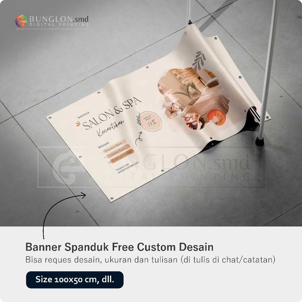 PRINT CETAK SPANDUK BANNER SALON FREE REQUEST DESAIN
