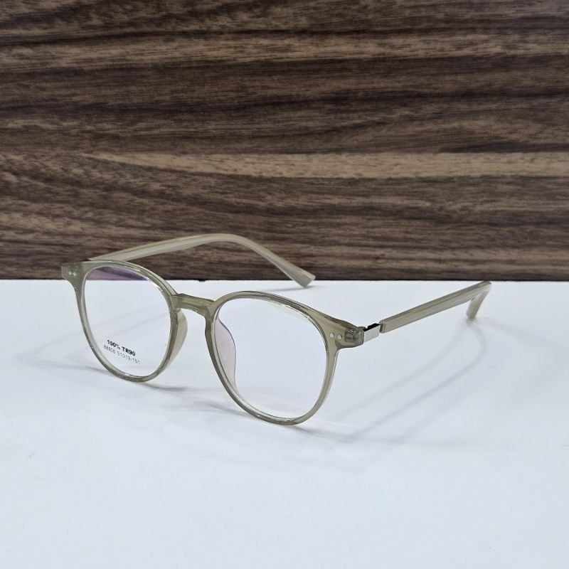frame kacamata pria wanita remaja bulat bahan plastik TR90 88808 006 51 sage green