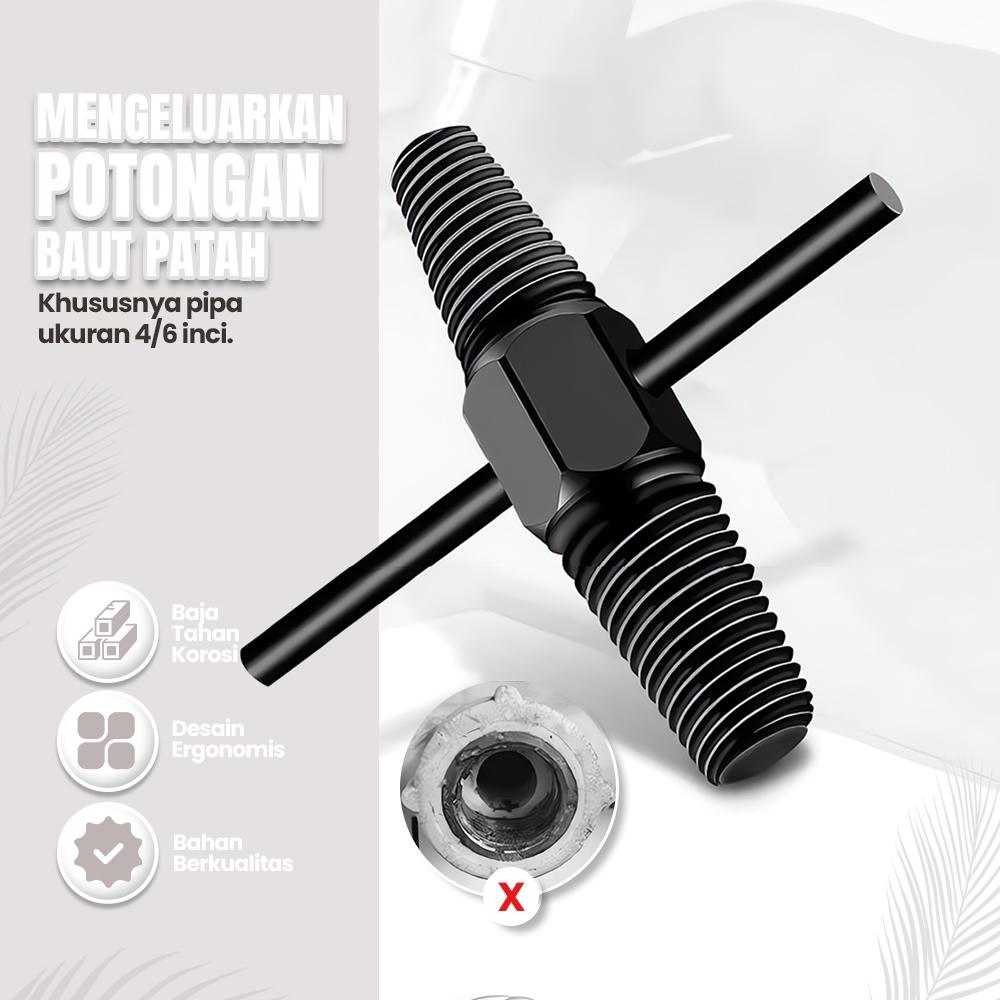 Alat Ekstraktor Kabel Putus Alat ekstraktor kabel putus pada sudut kran, kabel putus pada sekrup fur