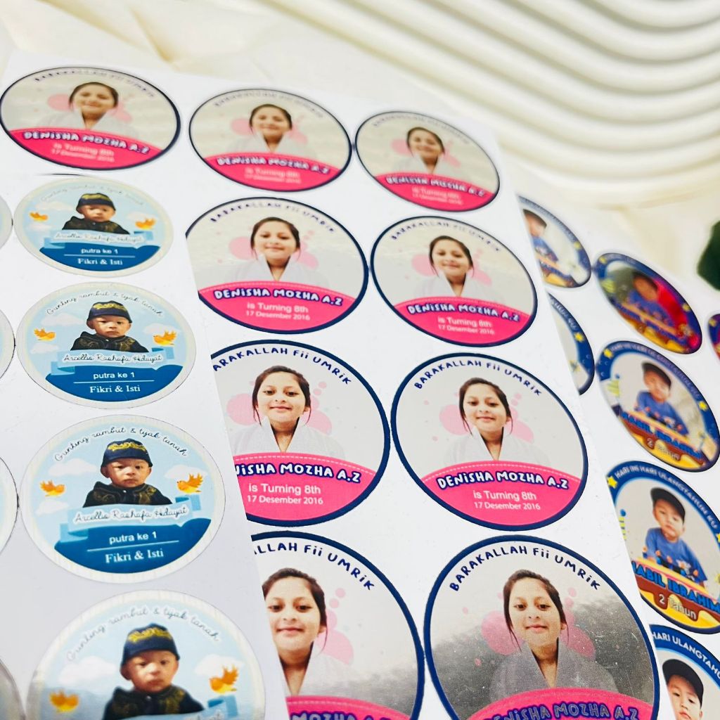 

2-4 Stiker Gold/Silver Ulang Tahun Anak Bentuk Bulat Threemind Label Sticker Undangan Happy Birthday