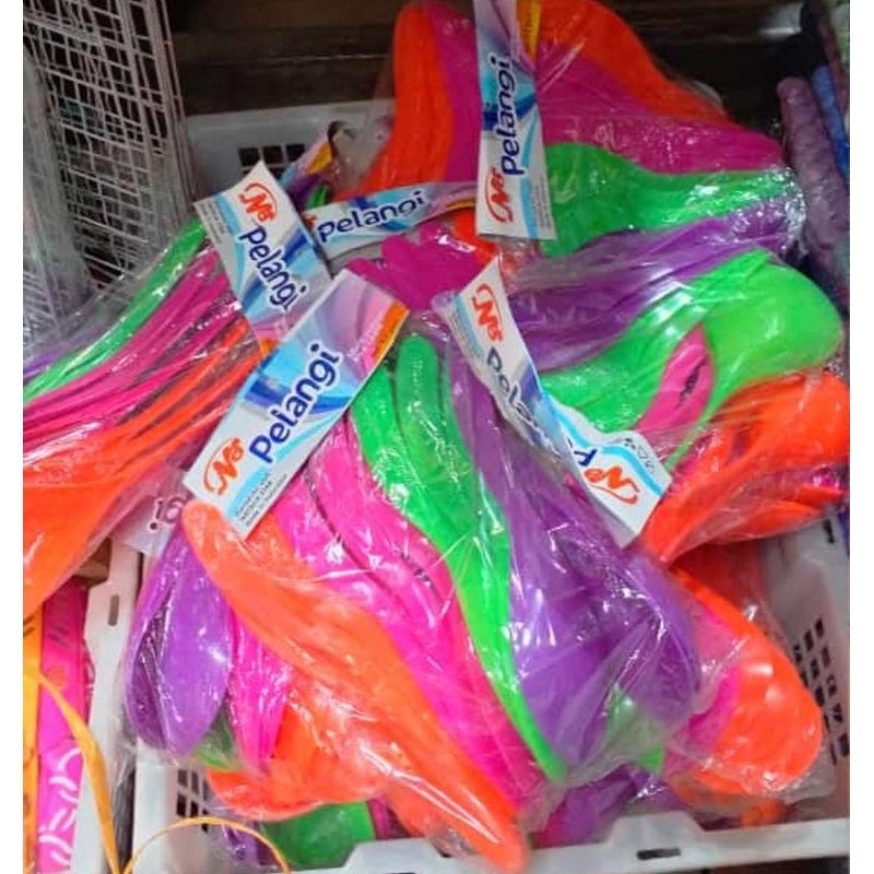 Wancuh Nasi/Entong Nasi Sayur/Sendok Nasi/ warna Pelangi/KH Plastik/12 pc/lusinan
