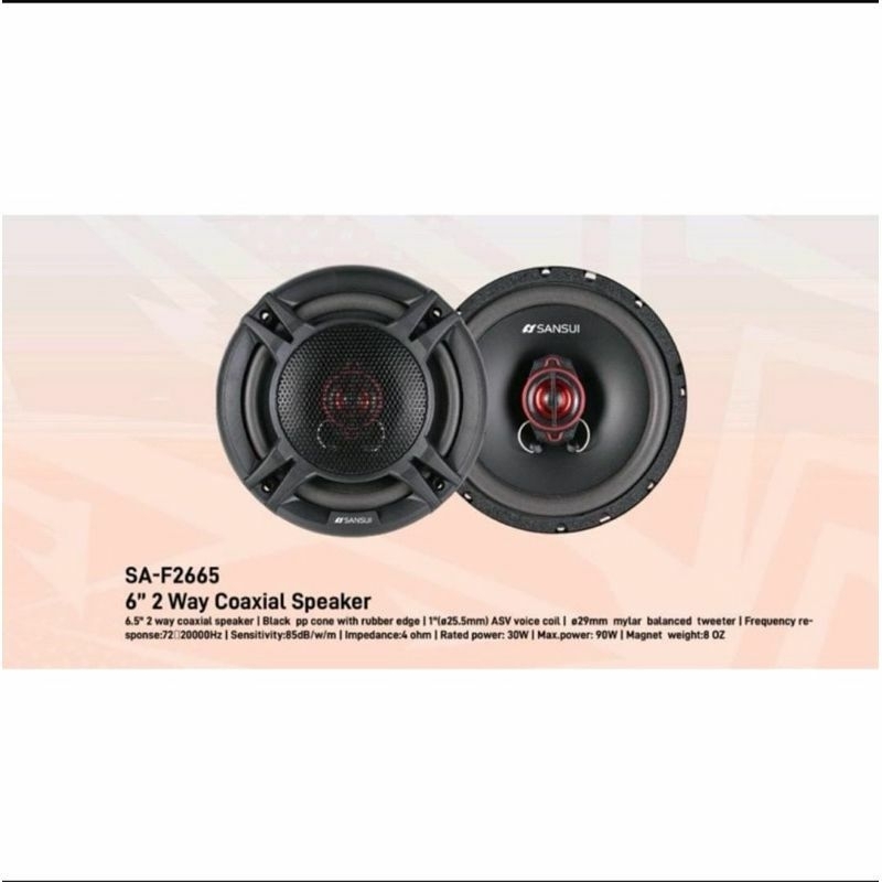 Speaker coaxial pintu mobil 6,5 inch sansui sa-fa2665 original