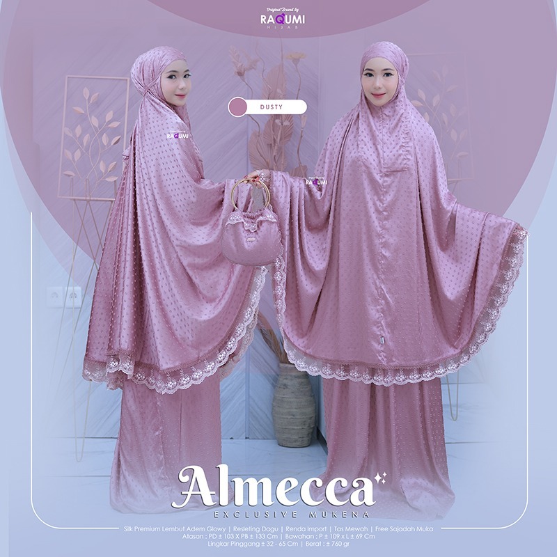 Almecca Exclusive Mukena Original Raqumi Hijab Mukena Dewasa Mukenah Silk Premium Raqumi Sesuai FOTO