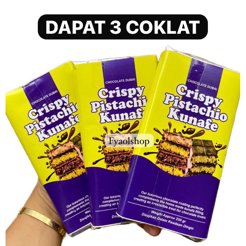

DAPAT 3 COKLAT DUBAI KUNAFA PISTACHIO CHOCOLATE