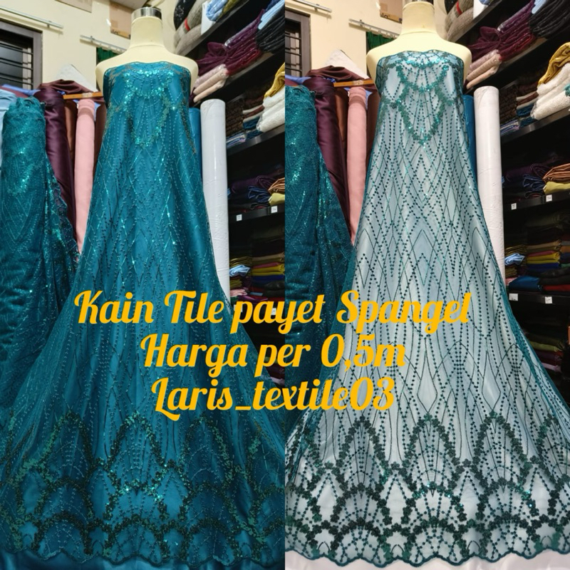PROMO KAIN TILE PAYET SPANGEL / TILE PAYET PREMIUM / PAYET MEWAH / BAHAN KEBAYA HARGA PERSETENGAH ME
