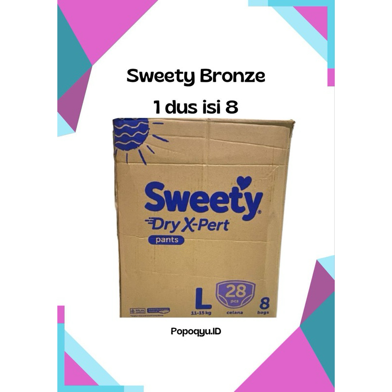 SWEETY BRONZE DRY X-PERT 1 Dus Isi 8 M32 L28 XL26 XXL24 Popok Celana Sekali Pakai Diapers bayi murah