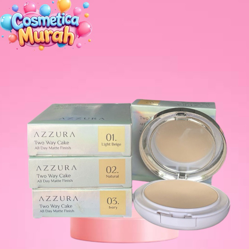 [pc,cx] ADA HARGA GROSIR - AZZURA TWO WAY CAKE + KACA - BEDAK PADAT NATURAL