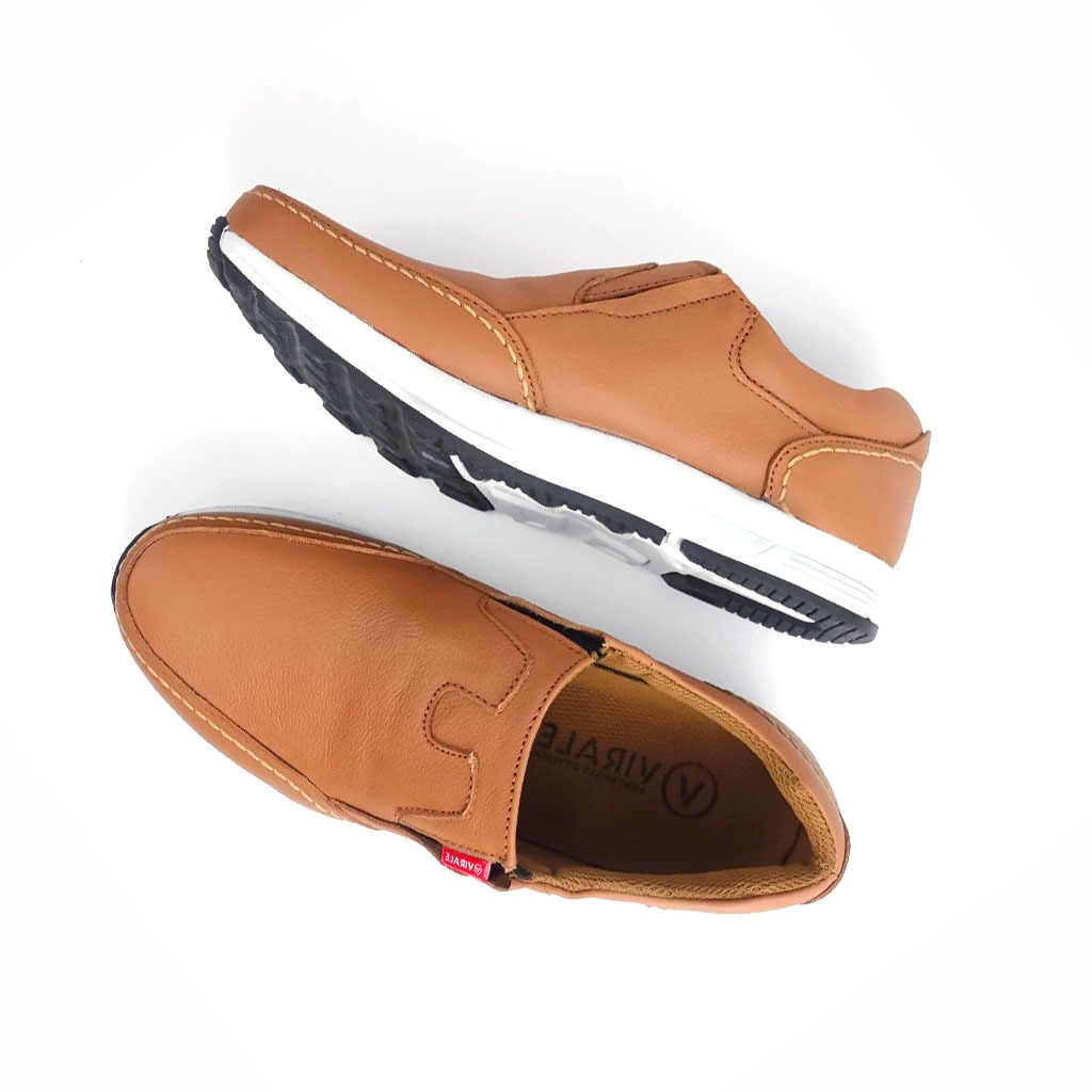 Sepatu Sneakers Pria Kulit Asli 100% Ori Spatu Kerja Hitam Cowok Slip On Formal Kerja Kantor Kondang