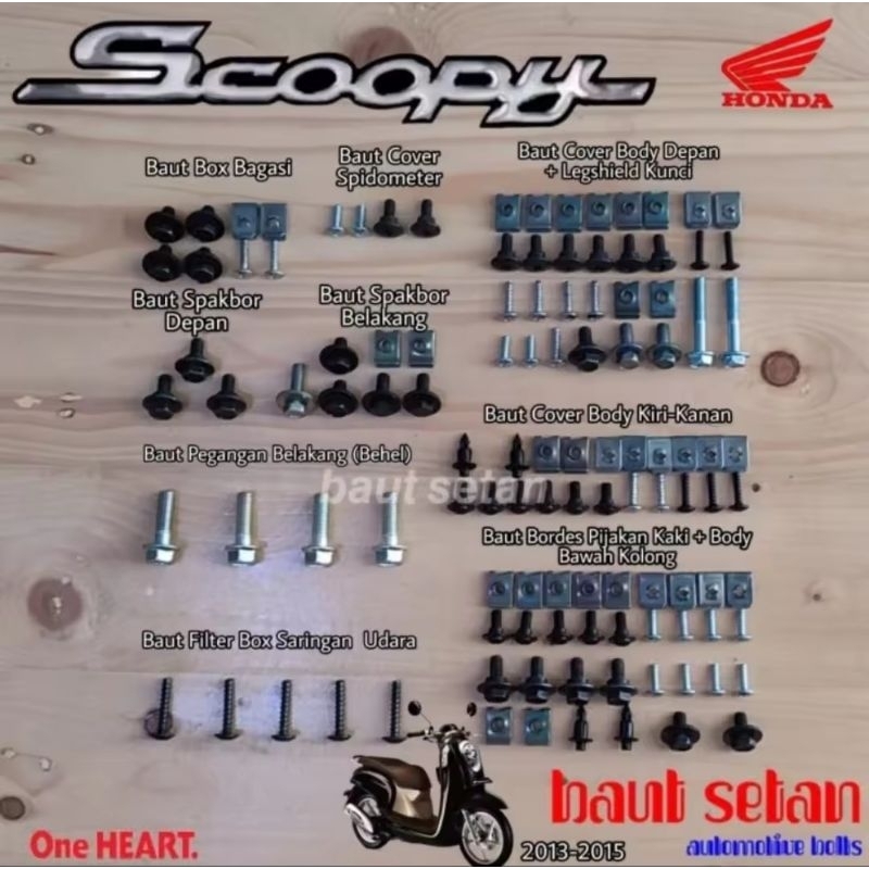 Baut Fullset Body Honda Scoopy F1 2013-2015 / Baut Fullbody Scoopy Baut Fullset Body Honda Scoopy F1