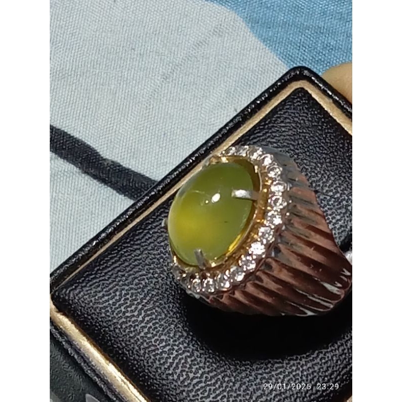 Cincin Mata Batu Natural Sungai Dareh Pucuk Pisang Giwang Premium Ring Perak 925 Pesanan (Kolektor I