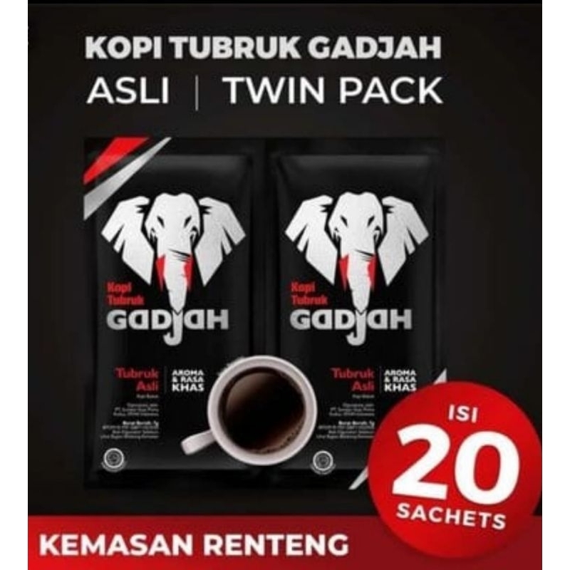 

Kopi Gadjah Tubruk Hitam Twinpack 6 gr renceng ( isi 10x2 )