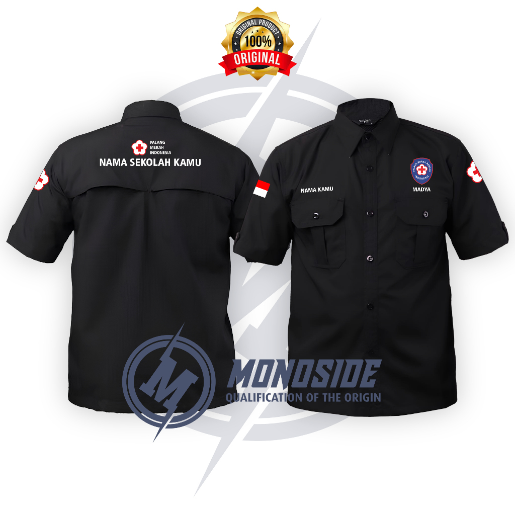 KEMEJA PDL PDH LENGAN PENDEK PMR MADYA FULL BORDIR FREE DESAIN CUSTOM PRIA WANITA