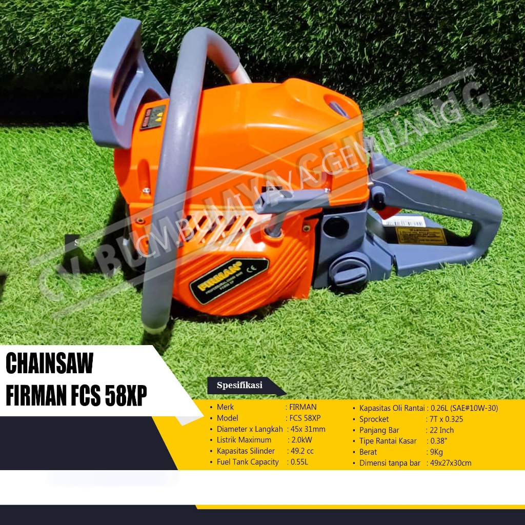 MESIN GERGAJI KAYU / CHAINSAW FIRMAN FCS 58 XP - 22 INCH BAR LASER BAJA