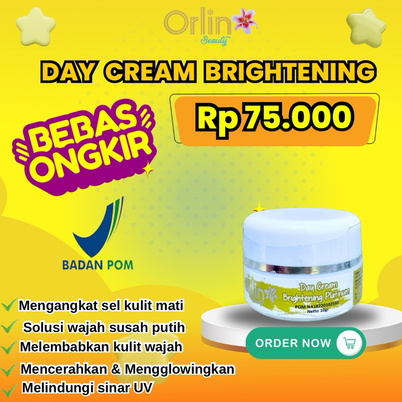 Orlin Beauty Ecer Krim Siang Brightening Orlin Spf 50++ Krim Siang Orlin Beauty Krim Pemutih Krim Gl