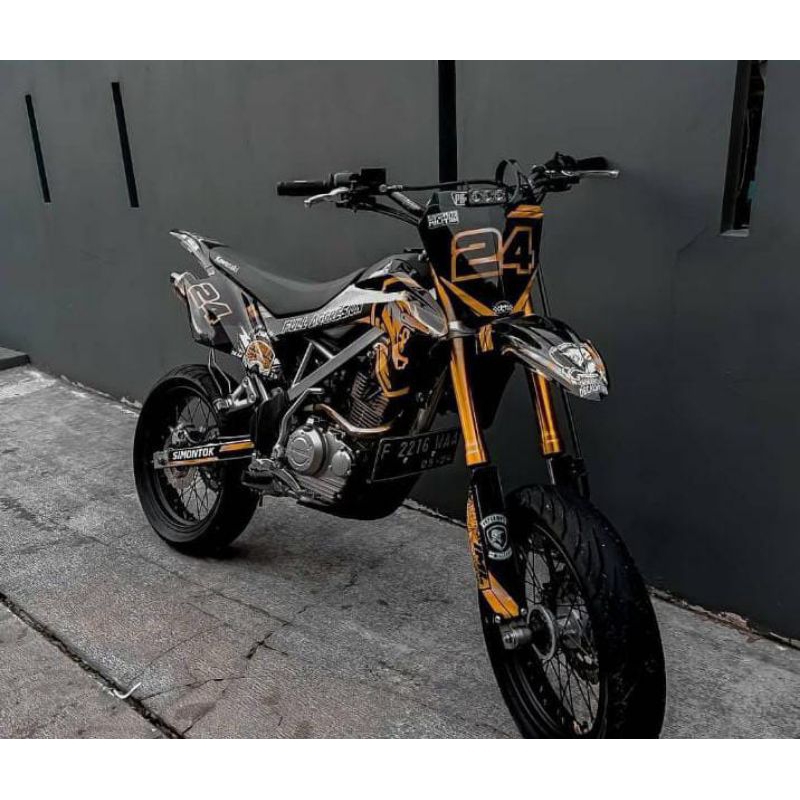 Stiker Decal Variasi Motor Dtracker Dtx Fullbody Decal Klx Dtx Supermoto Gold Superglossy Bebas Requ