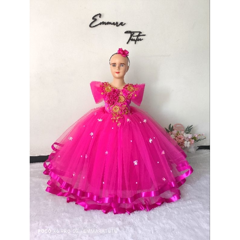 Gaun pesta anak perempuan - baju pesta anak perempuan - baju karnaval anak perempuan - (HIAS BORDIR 