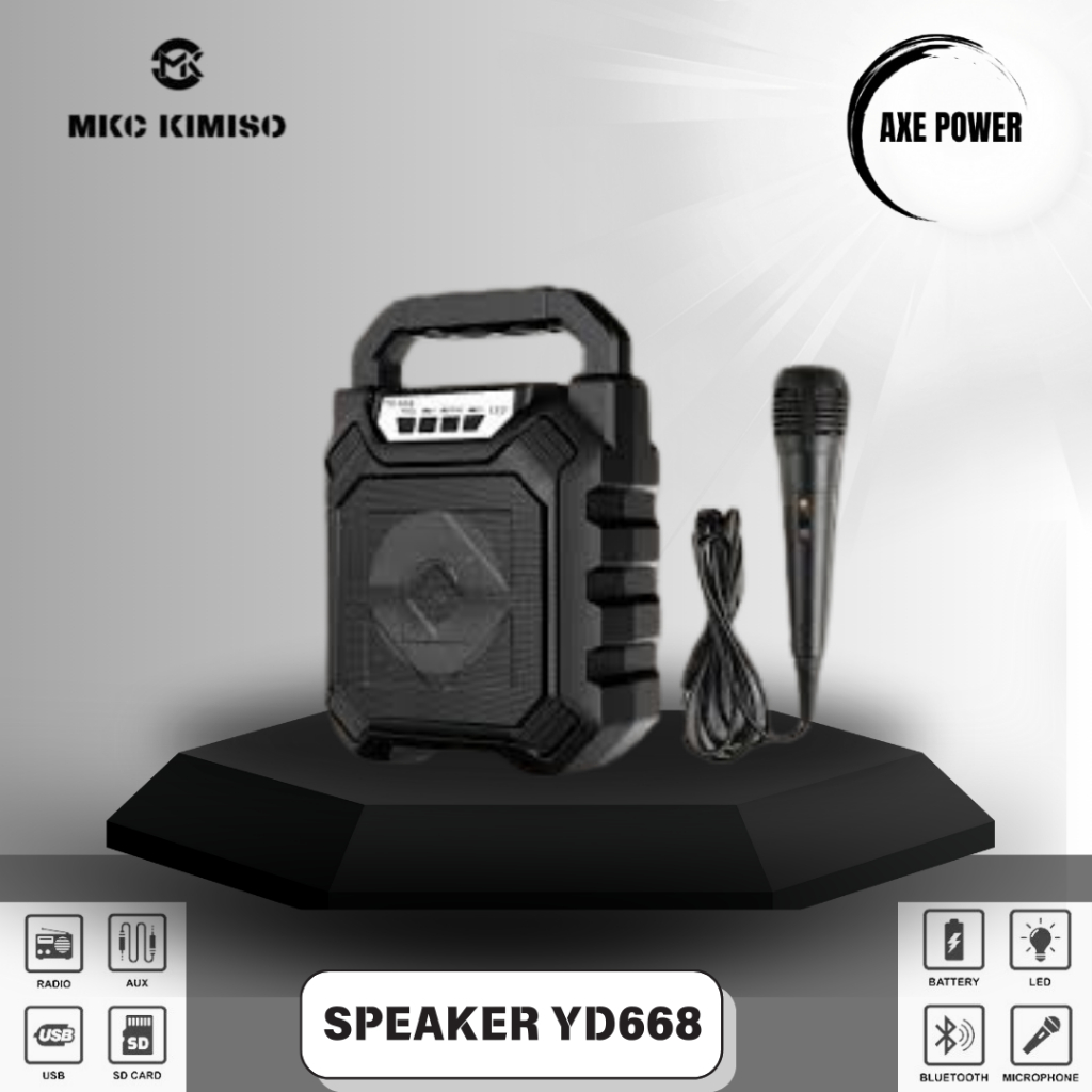 Speaker Mini Bluetooth 3 inch Karaoke free Mic Kabel -YD668
