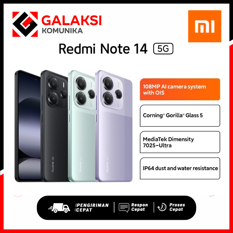 Redmi Note 14 5G NFC 8/256GB 12/512GB  Dimensity 7025-Ultra HP Gaming Murah Original Garansi Resmi