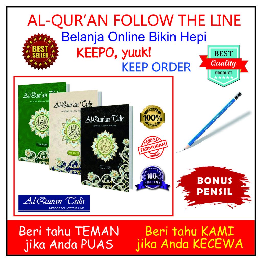 AlQuran Tulis Metode Follow The Line Pertama di Indonesia 30 Juz ORIGINAL ASLI / JUZ 1 SAMPAI 30