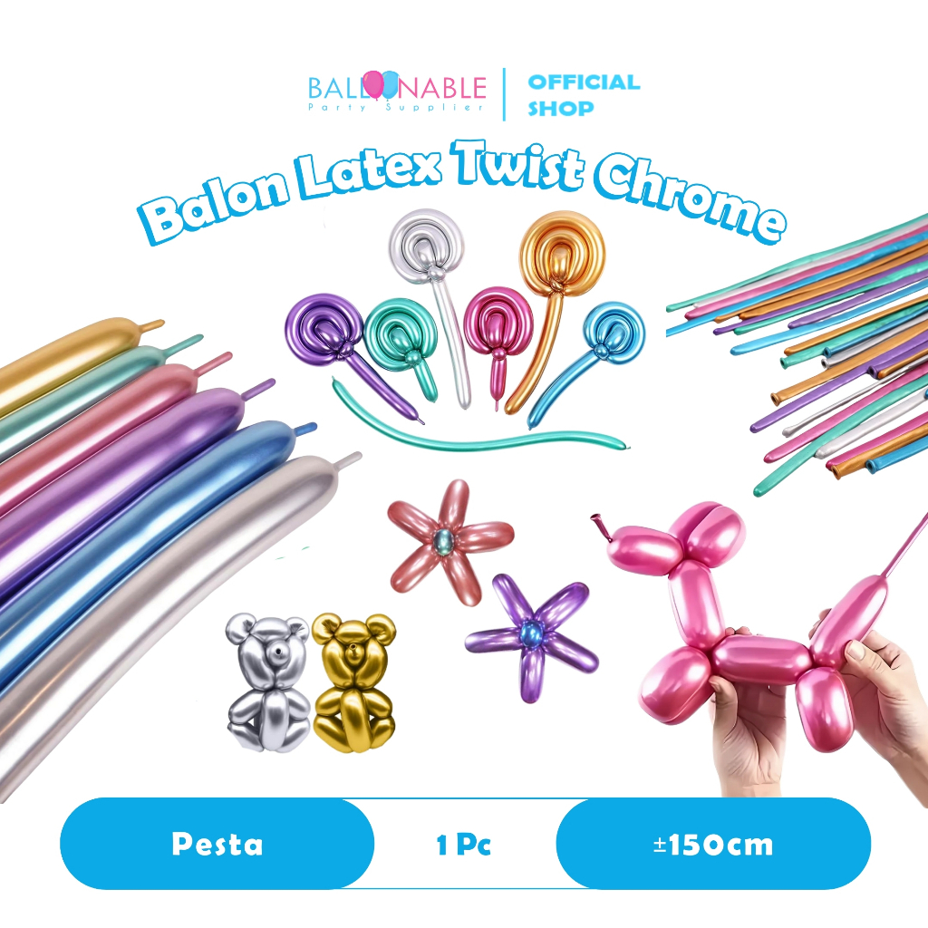 Balon Latex Twist Chrome Satuan