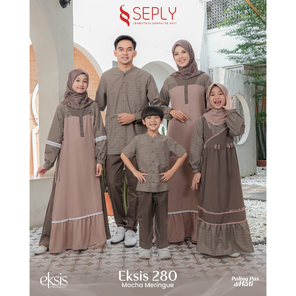Sarimbit Keluarga 2025 Seply Eksis Mocha Meringue Gamis Couple