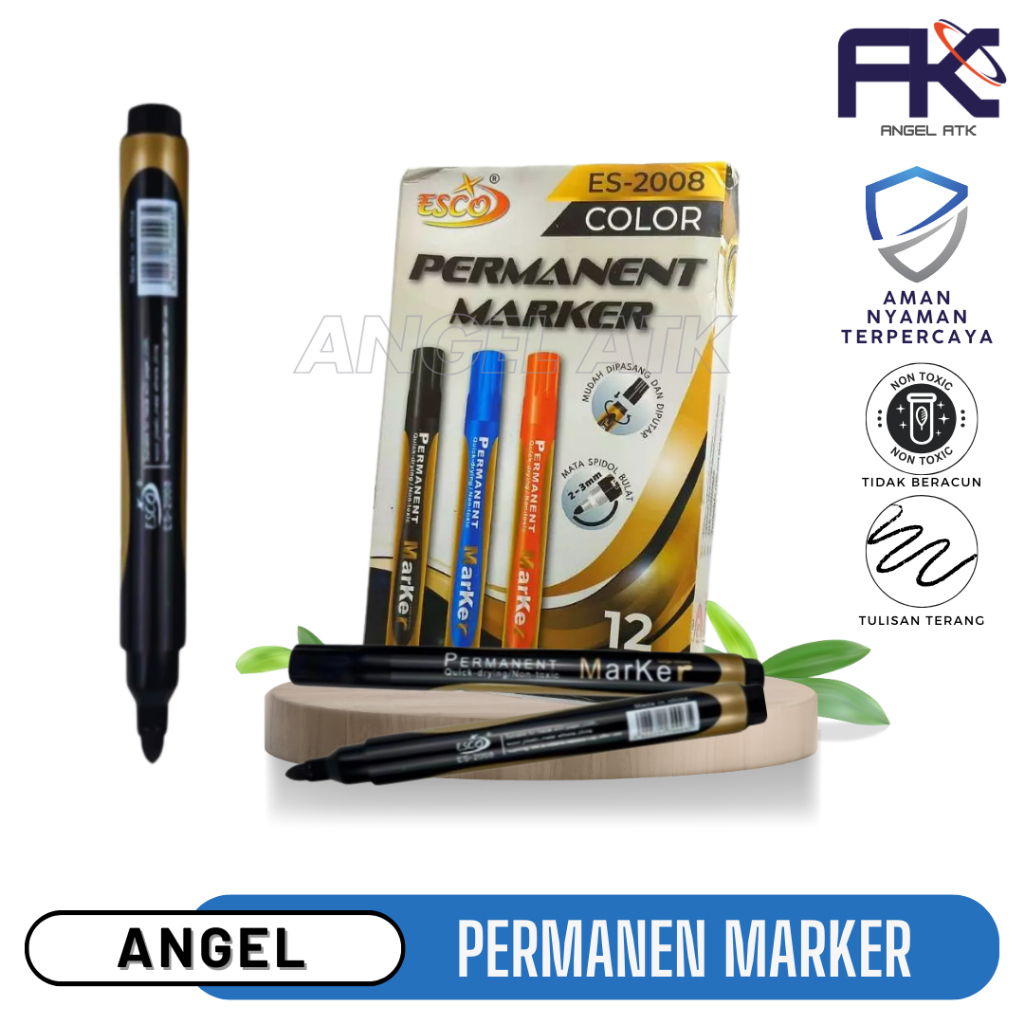 

Promo 1 Lusin 12 Pcs Spidol Hitam / Spidol Esco 2008 / Tinta Hitam Permanen / Untuk Alat Tulis Kantor / Spidol Tidak Luntur / Tidak Beracun / Murah Meriah / COD / Atk Blessing
