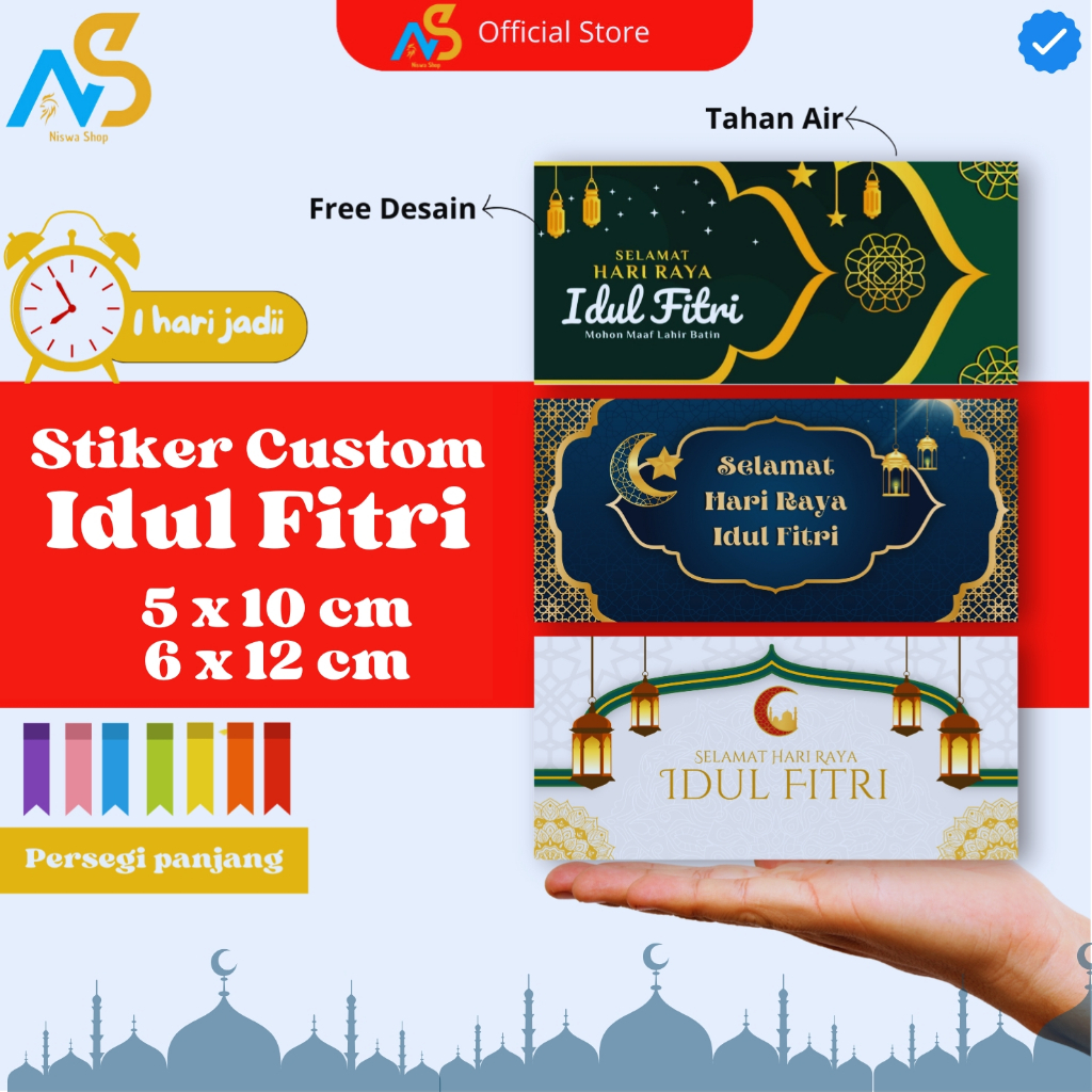 

[PER PCS] - Stiker Persegi Panjang Idul Fitri - Sticker Toples - Stiker Kemasan Parcel - Sticker Hampers - Stiker Toples Idul Fitri 3 Ukuran - Premium Kuality